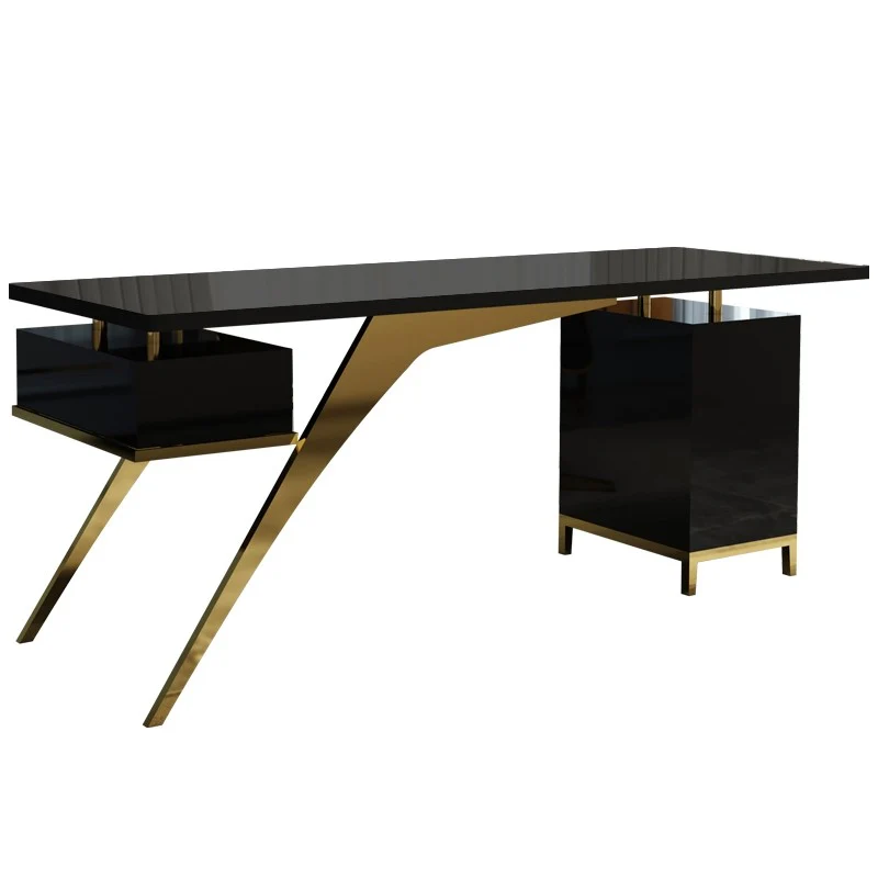 Ultra Modern Black Office Desk with Cabinet