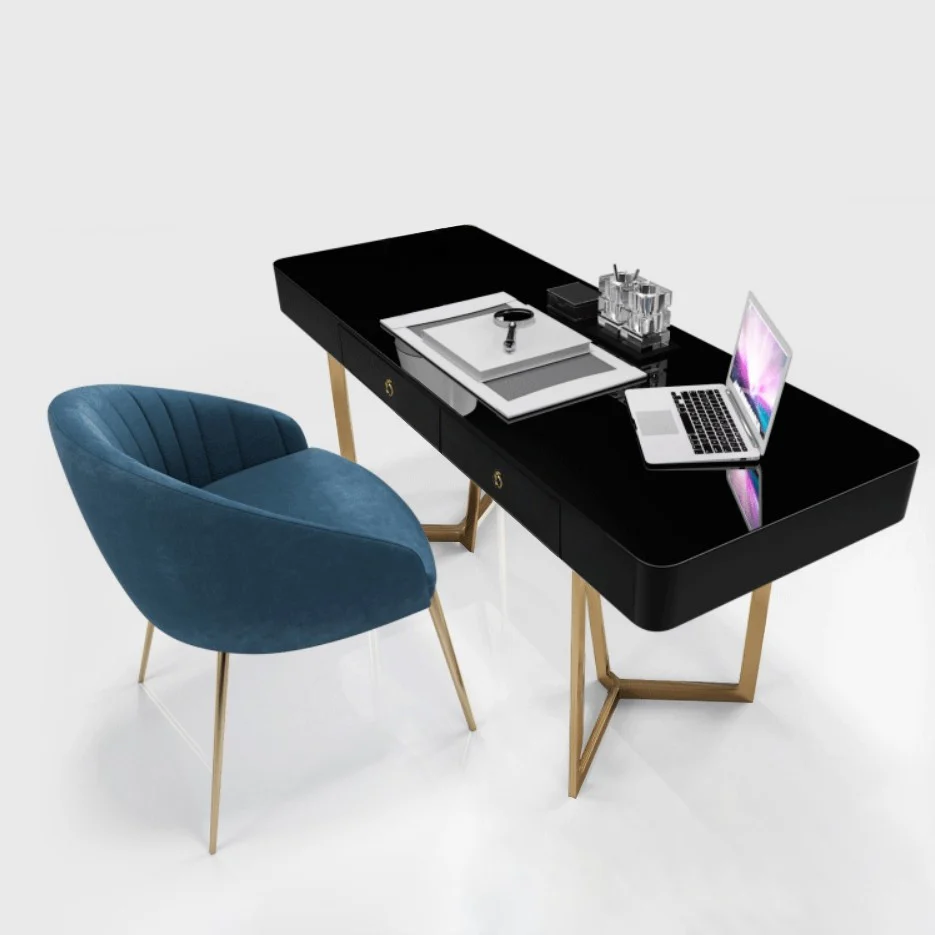 Modern 2 Drawers Black Office Desk