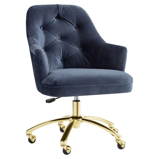  Velvet Tufted Swivel Desk Chair