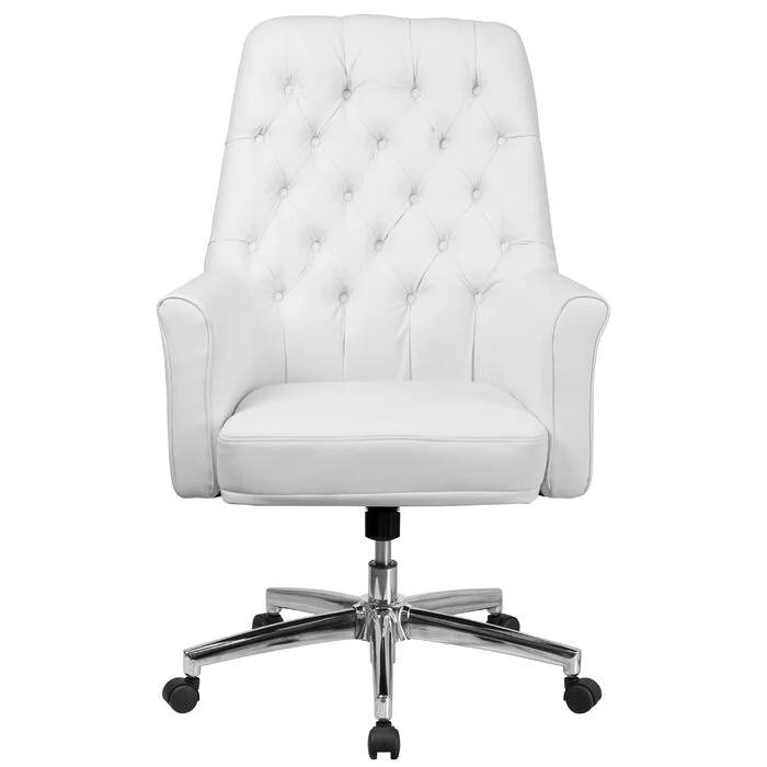 Traditional White Tufted Executive Chair