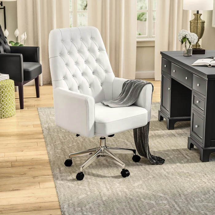 Traditional White Tufted Executive Chair