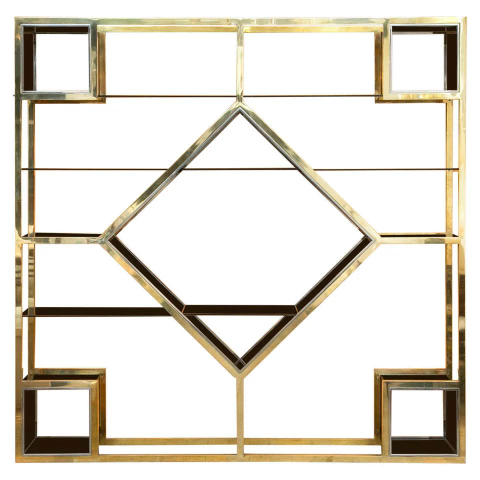 Stainless Steel Brass Coated Frame Book Shelf