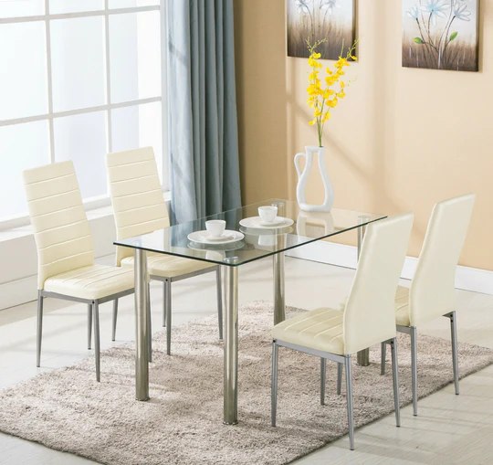 Stainless Steel Dining Table with 4 Chair's