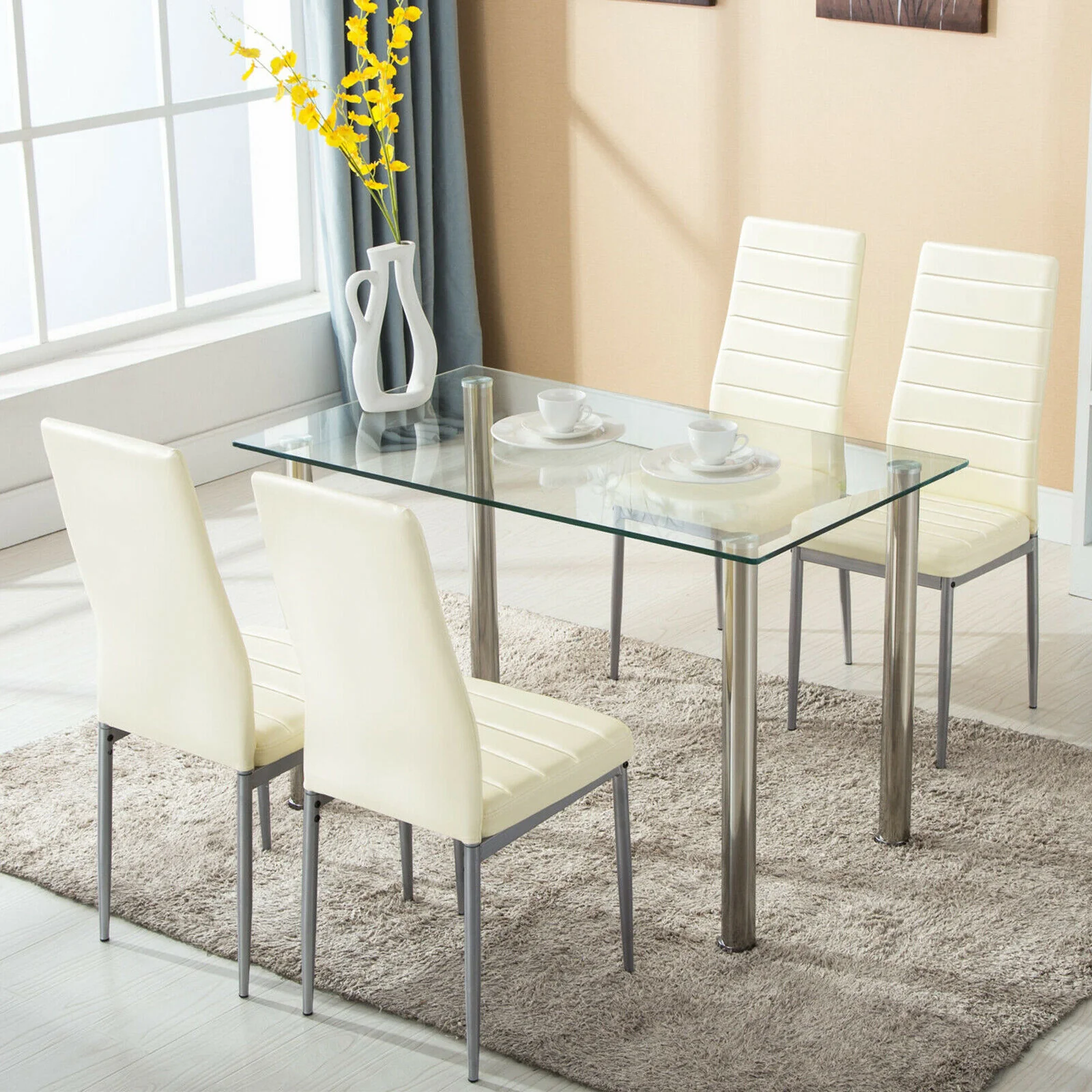 Stainless Steel Dining Table with 4 Chair's