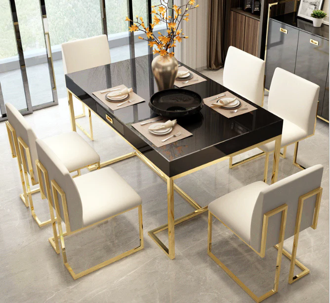 Modern Rectangular Dining Table with 6 Chair's