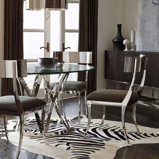 Bern Stainless Steel Round Table with 4 Chair's