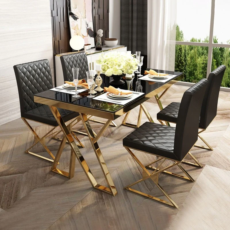 Modern White/Black Dining Table with 4 Chair's