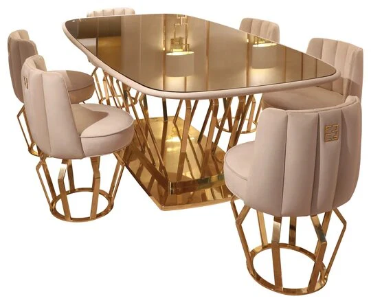 Bronze Crystal Dining Table with 6 Chair's