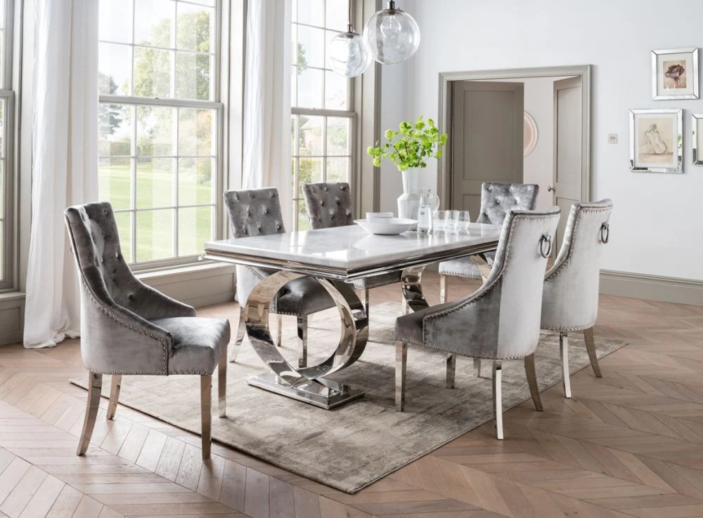 Selene Marble Dining Table with 6 Chair's