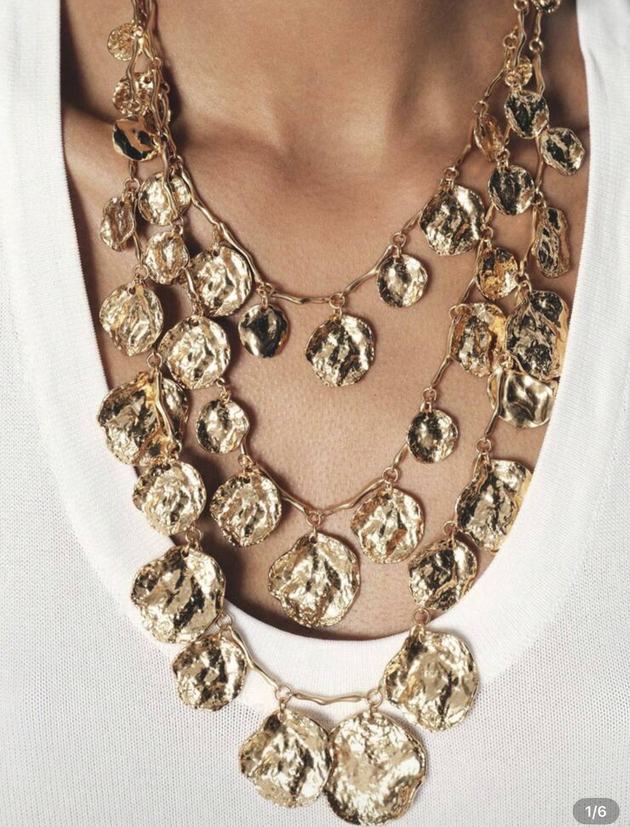 Gold Textured Layered Necklace
