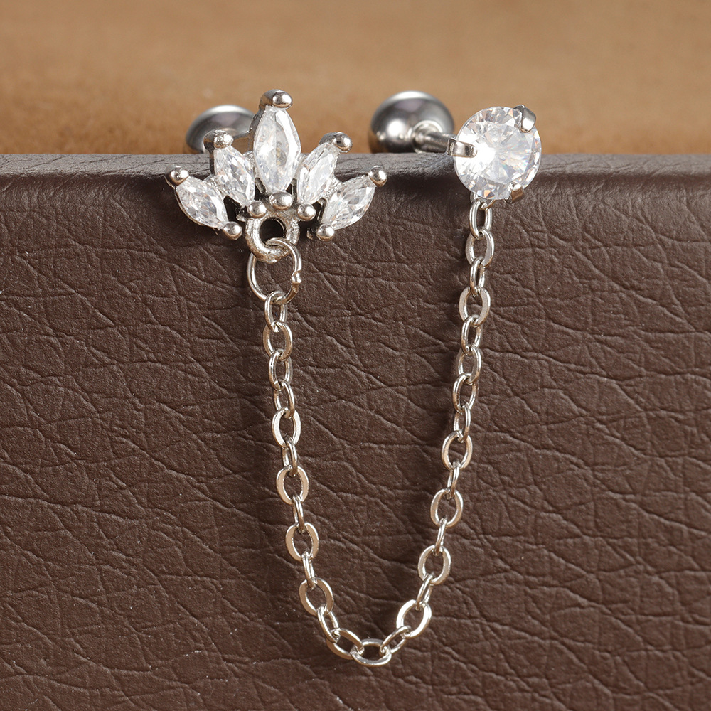 Elegant Crystal Chain Ear Stud