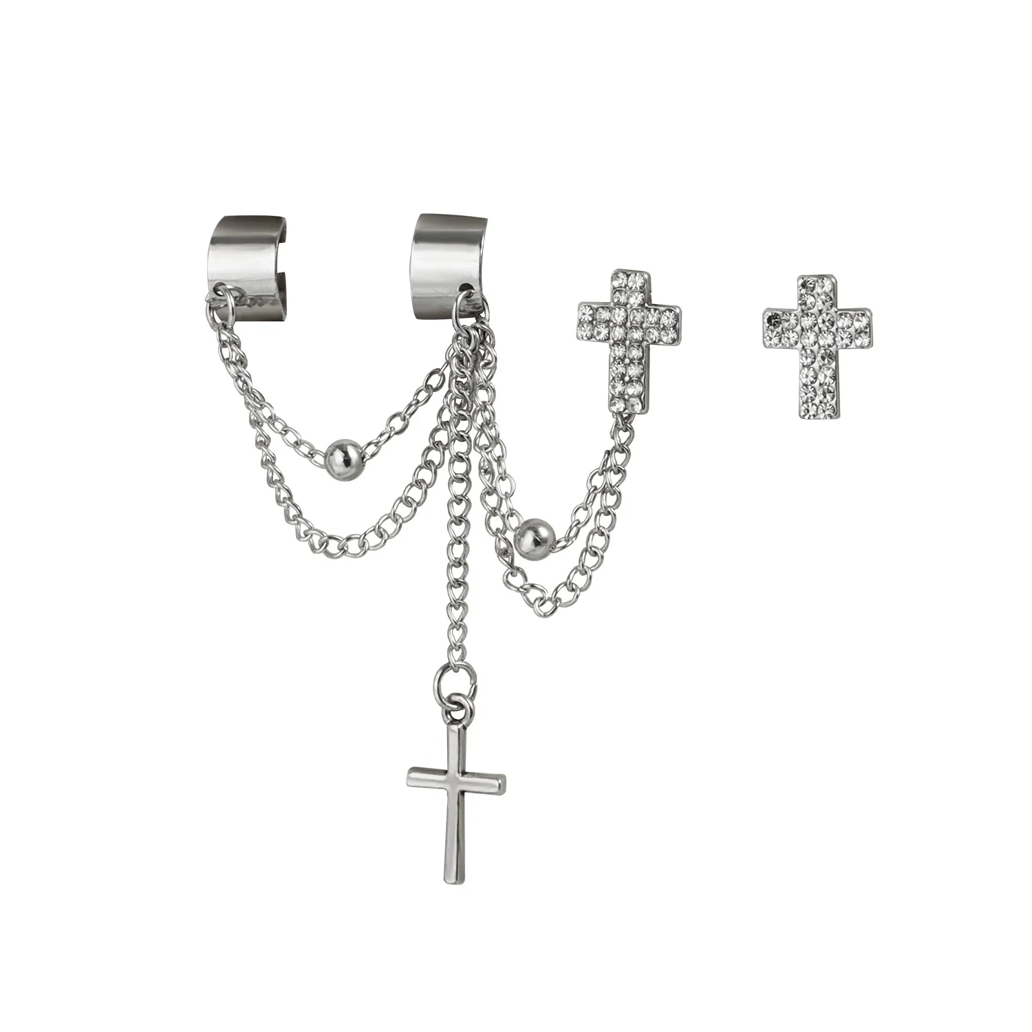 Cross Chain Ear Cuff Earrings