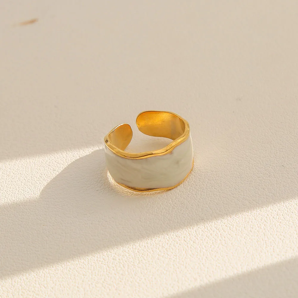 Gold and White Adjustable Ring