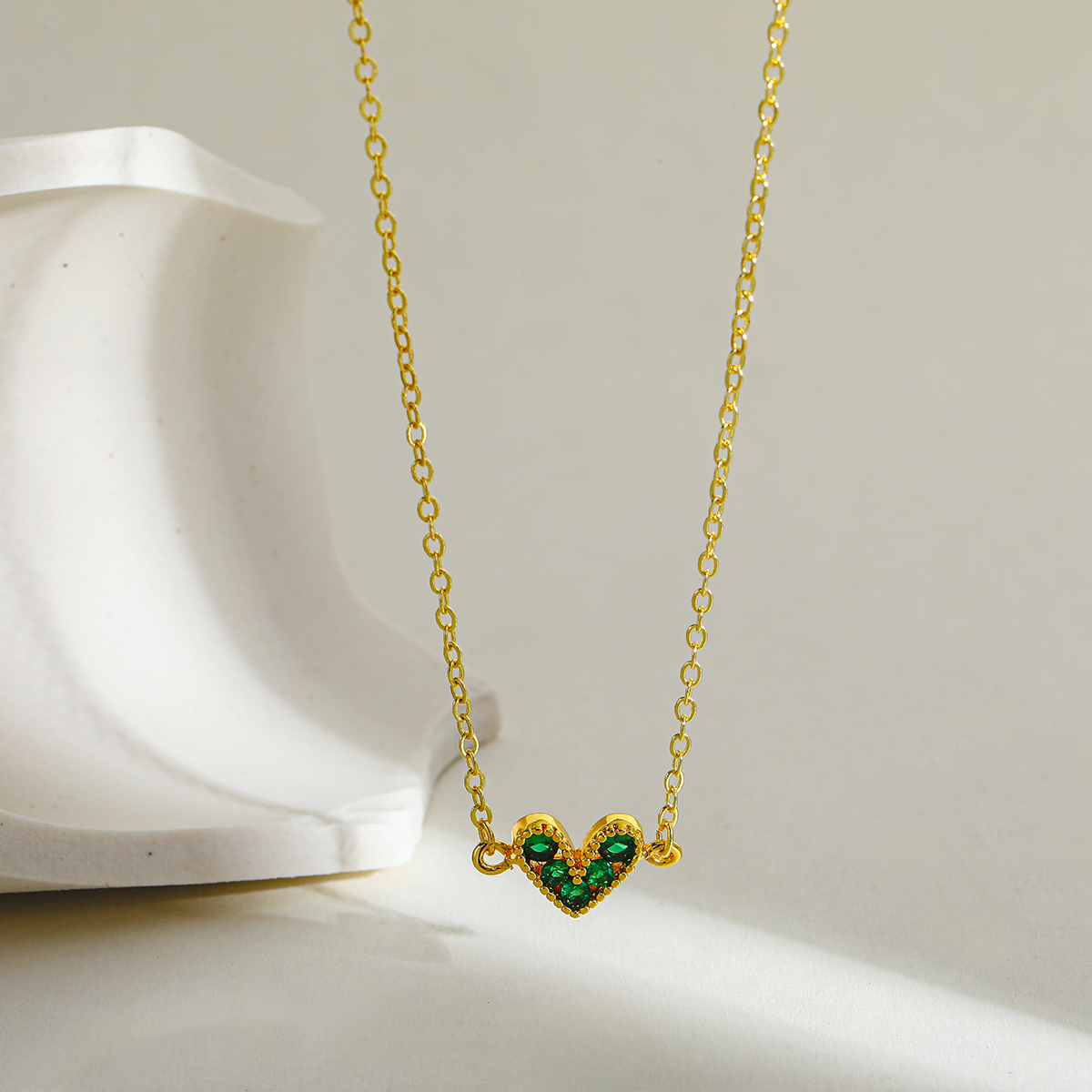Green Heart Pendant Necklace