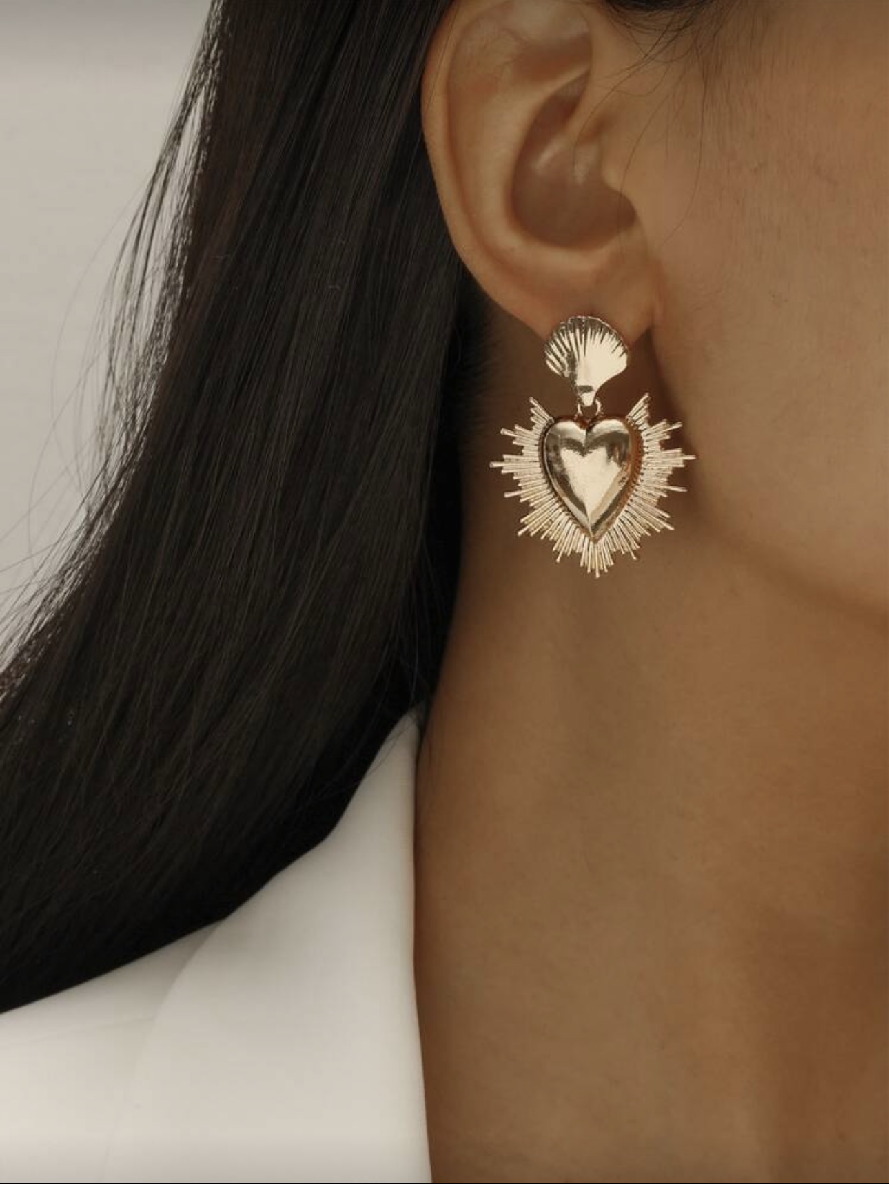 Golden Heart Statement Earrings
