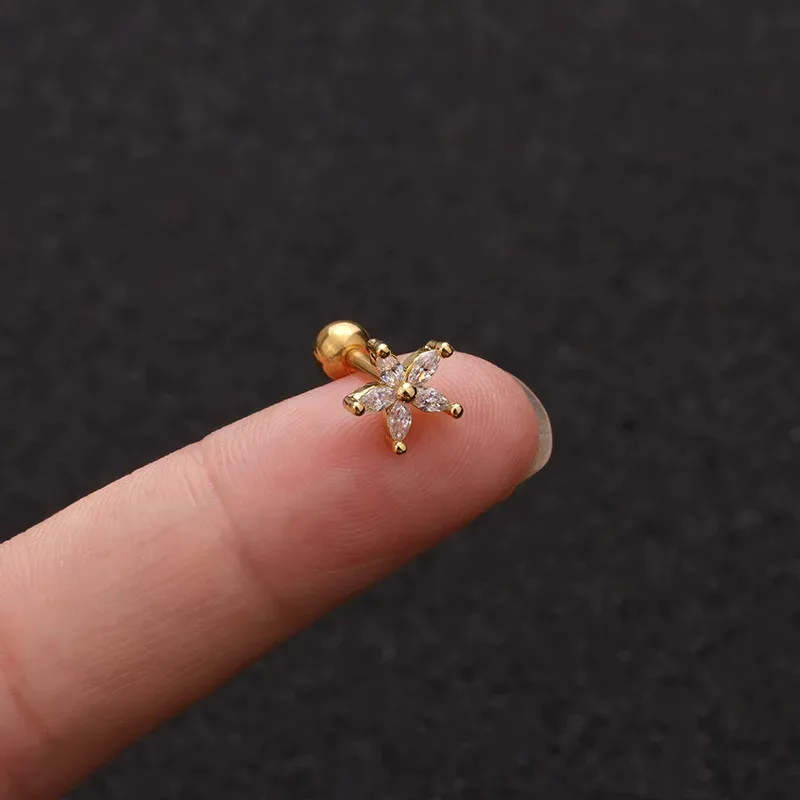 Gold Flower Stud Earring