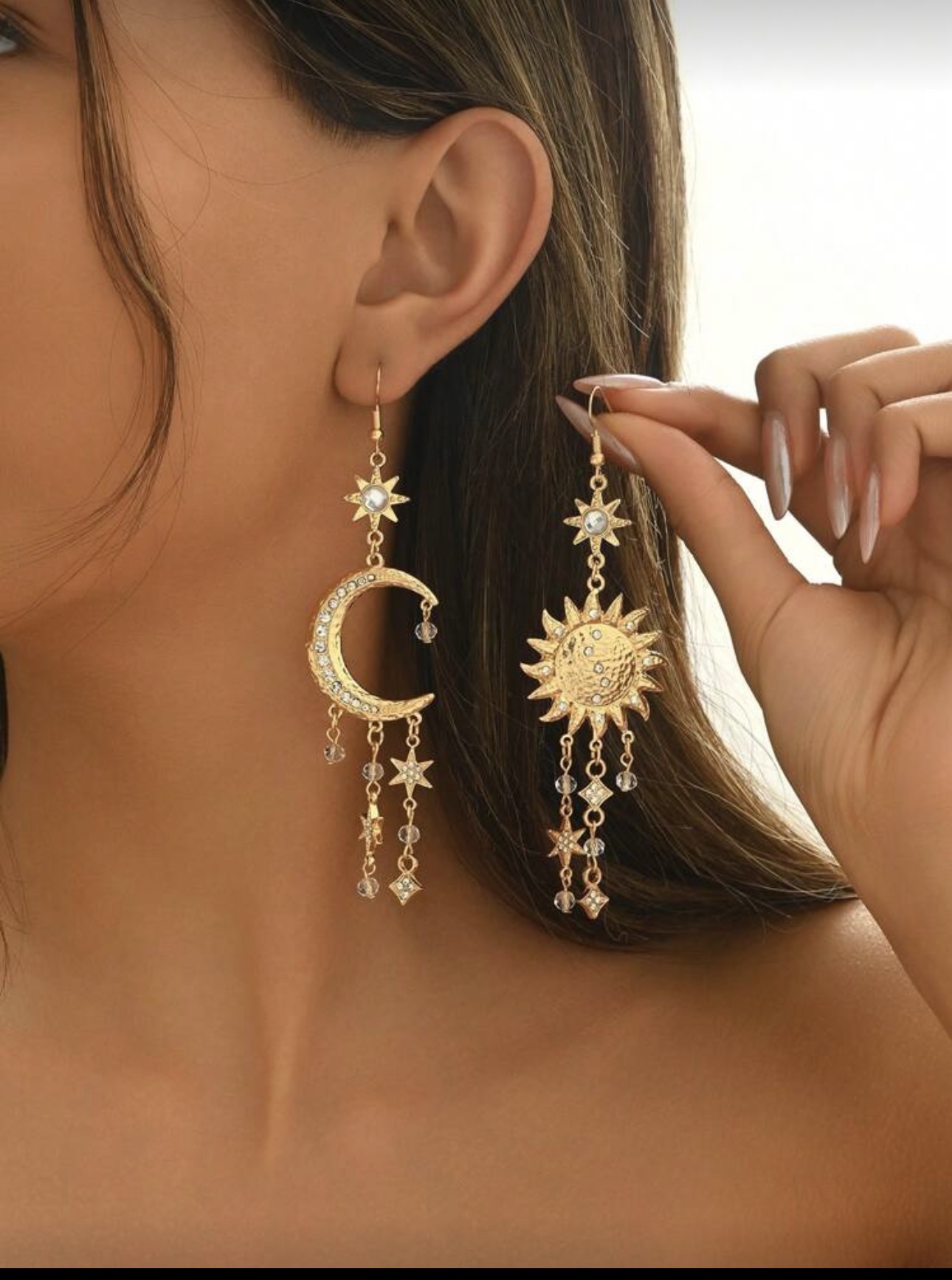 Sun and Moon Dangle Earrings