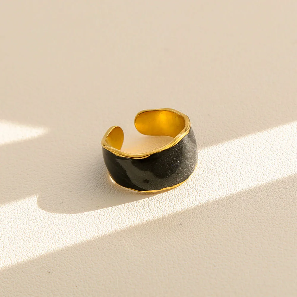 Black Enamel Gold Ring