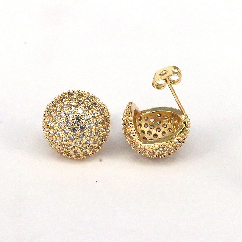 Gold Crystal Ball Earrings