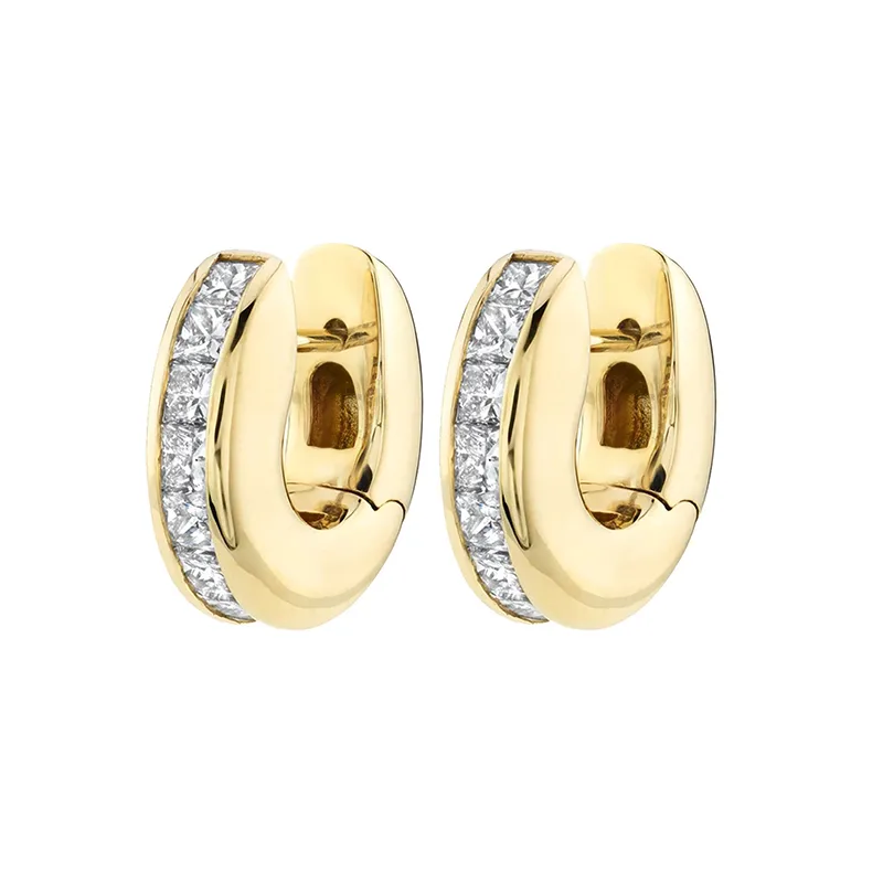 Gold Diamond Huggie Earrings