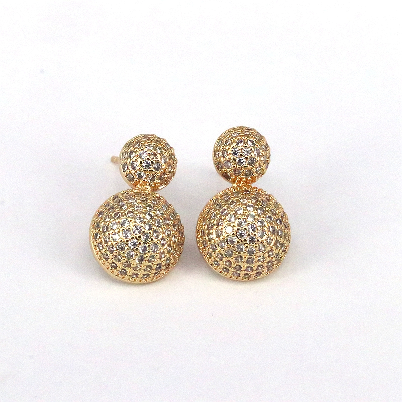 Gold Double Ball Stud Earrings