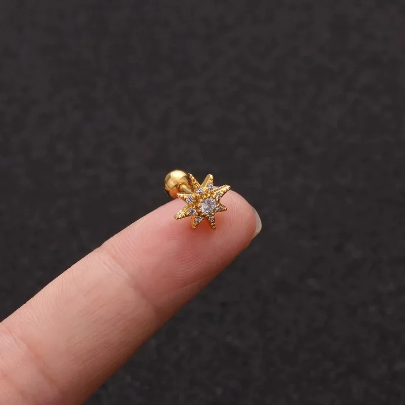 Gold Starburst Cartilage Earring