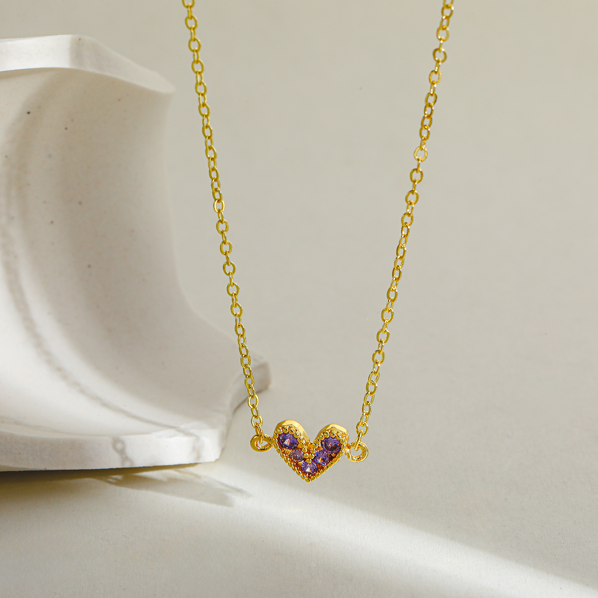 Purple Heart Pendant Necklace