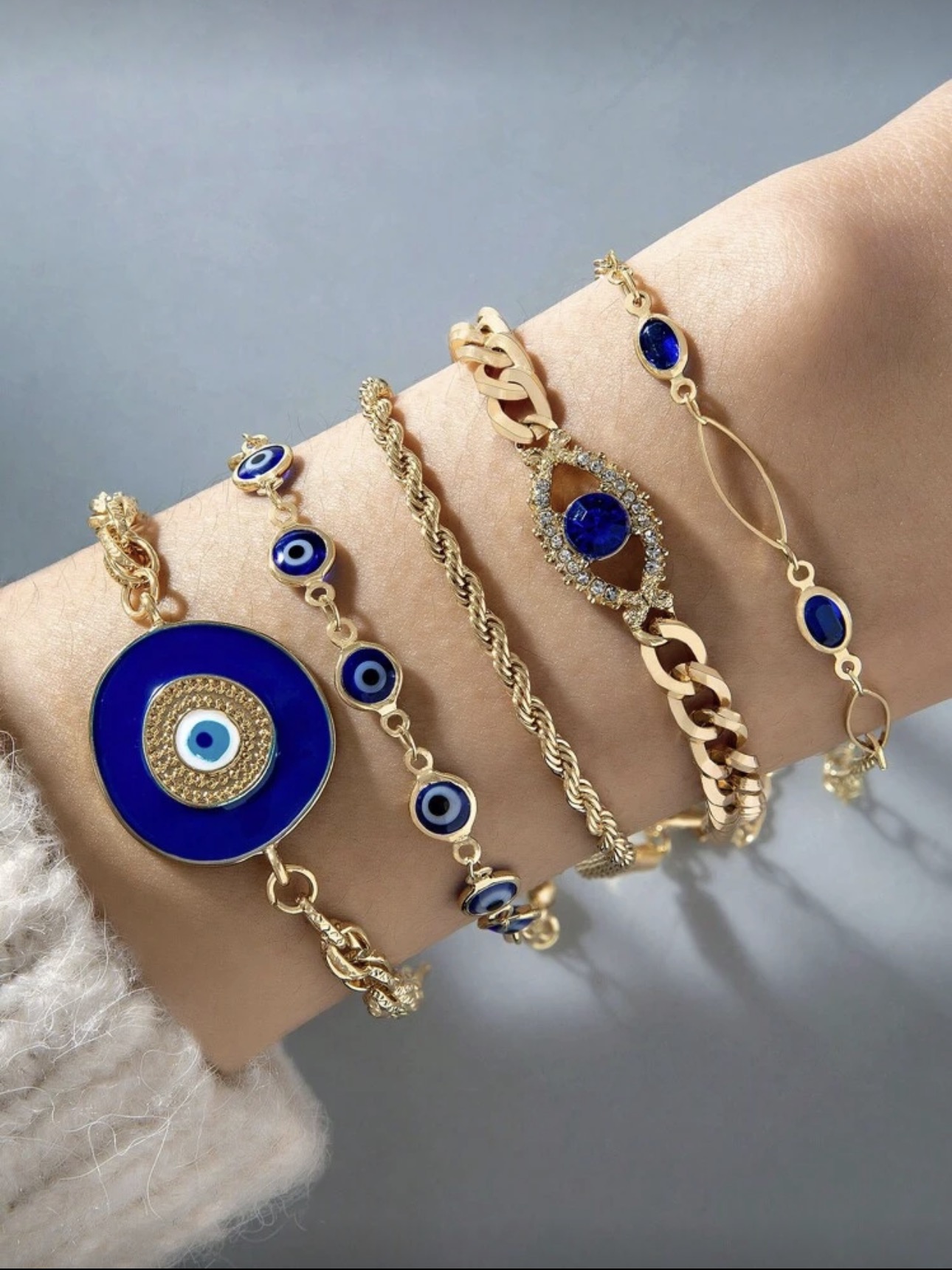 Evil Eye Gold Bracelet Set