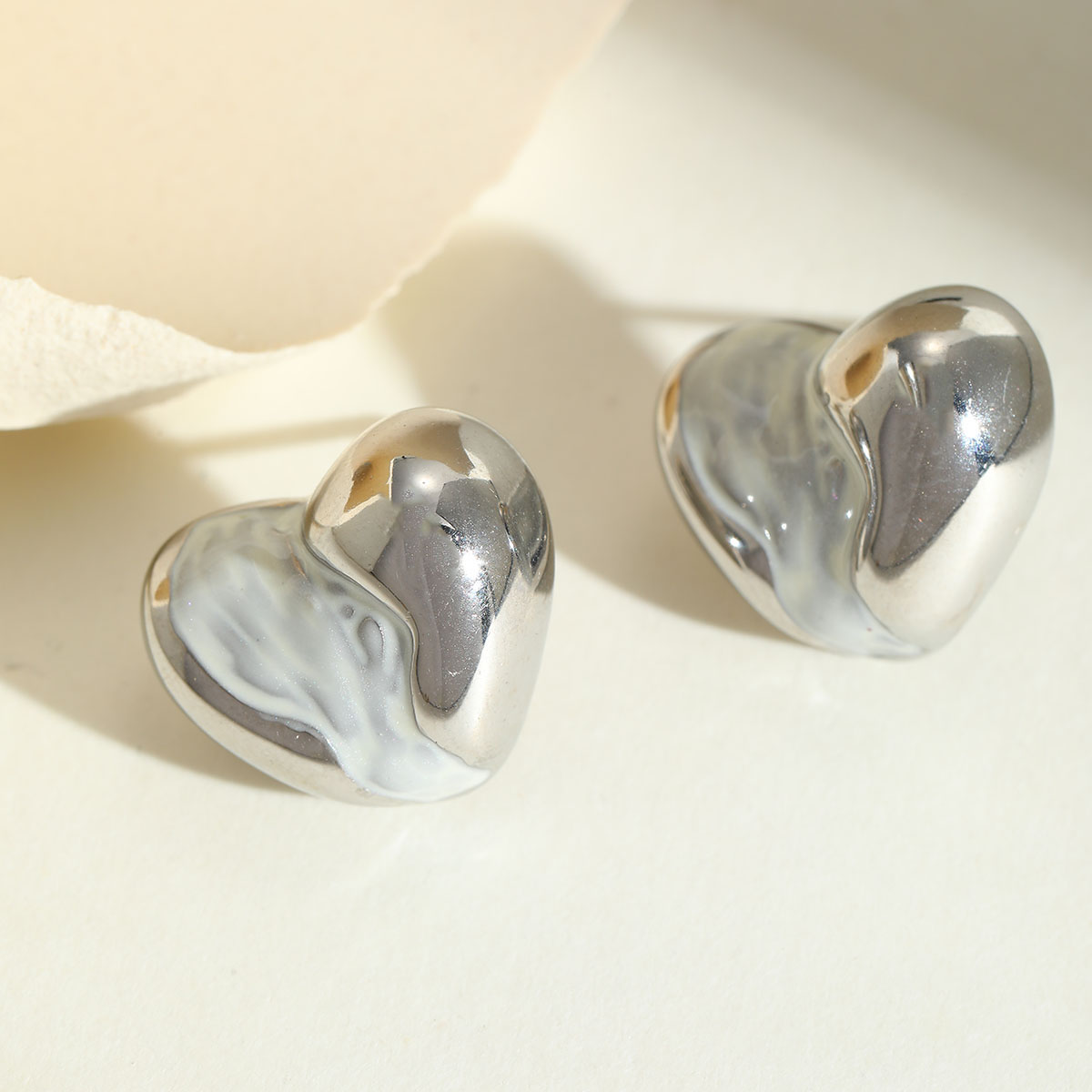 Silver Heart Stud Earrings