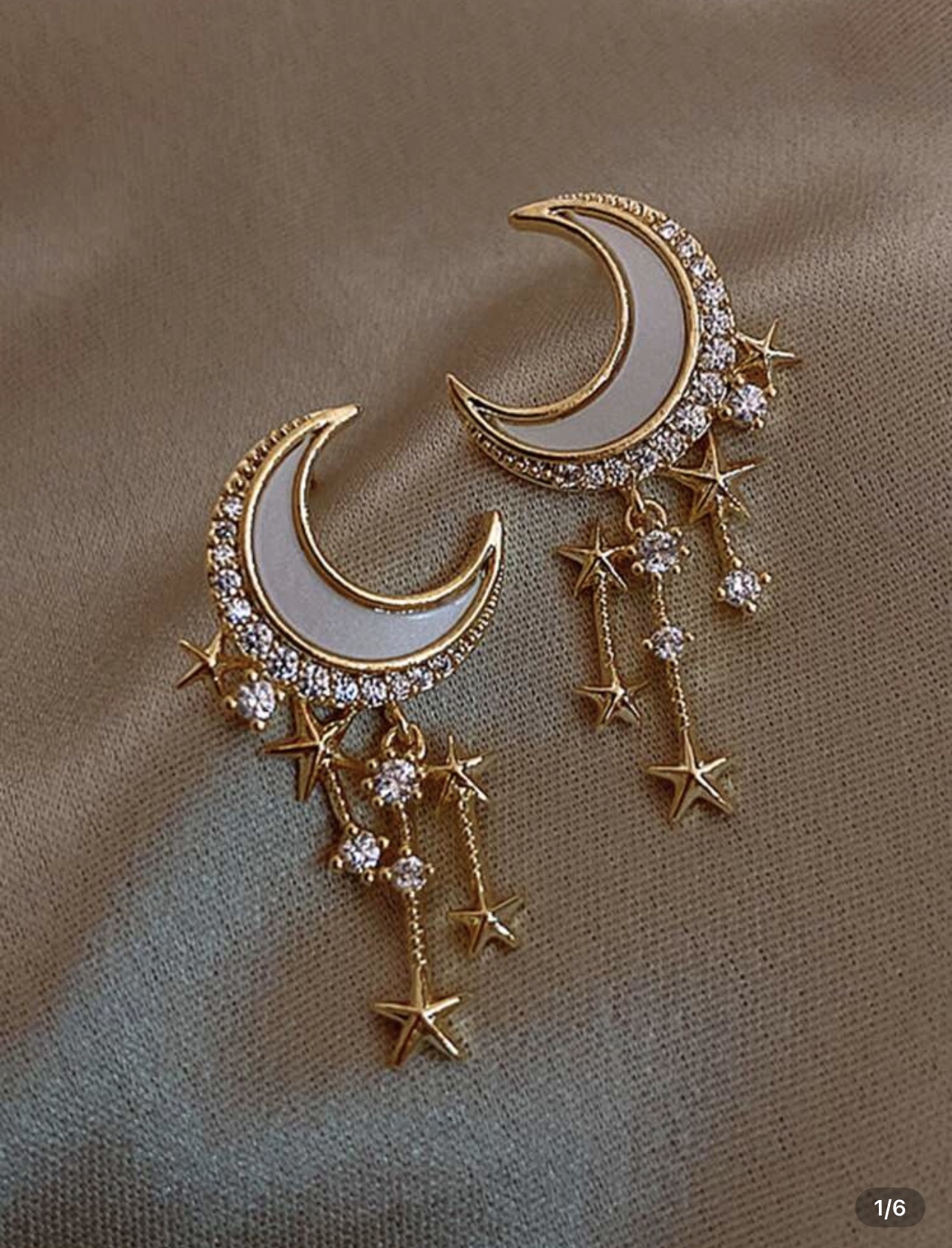 Moon and Star Drop Earrings