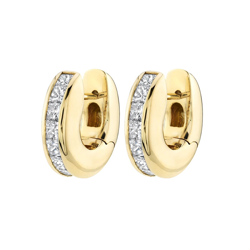 Gold Diamond Huggie Earrings