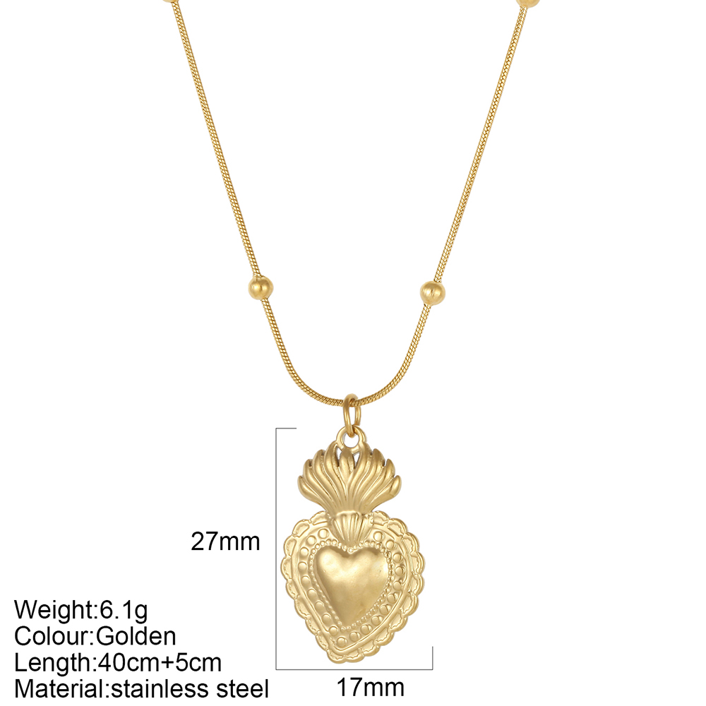 Golden Sacred Heart Pendant Necklace