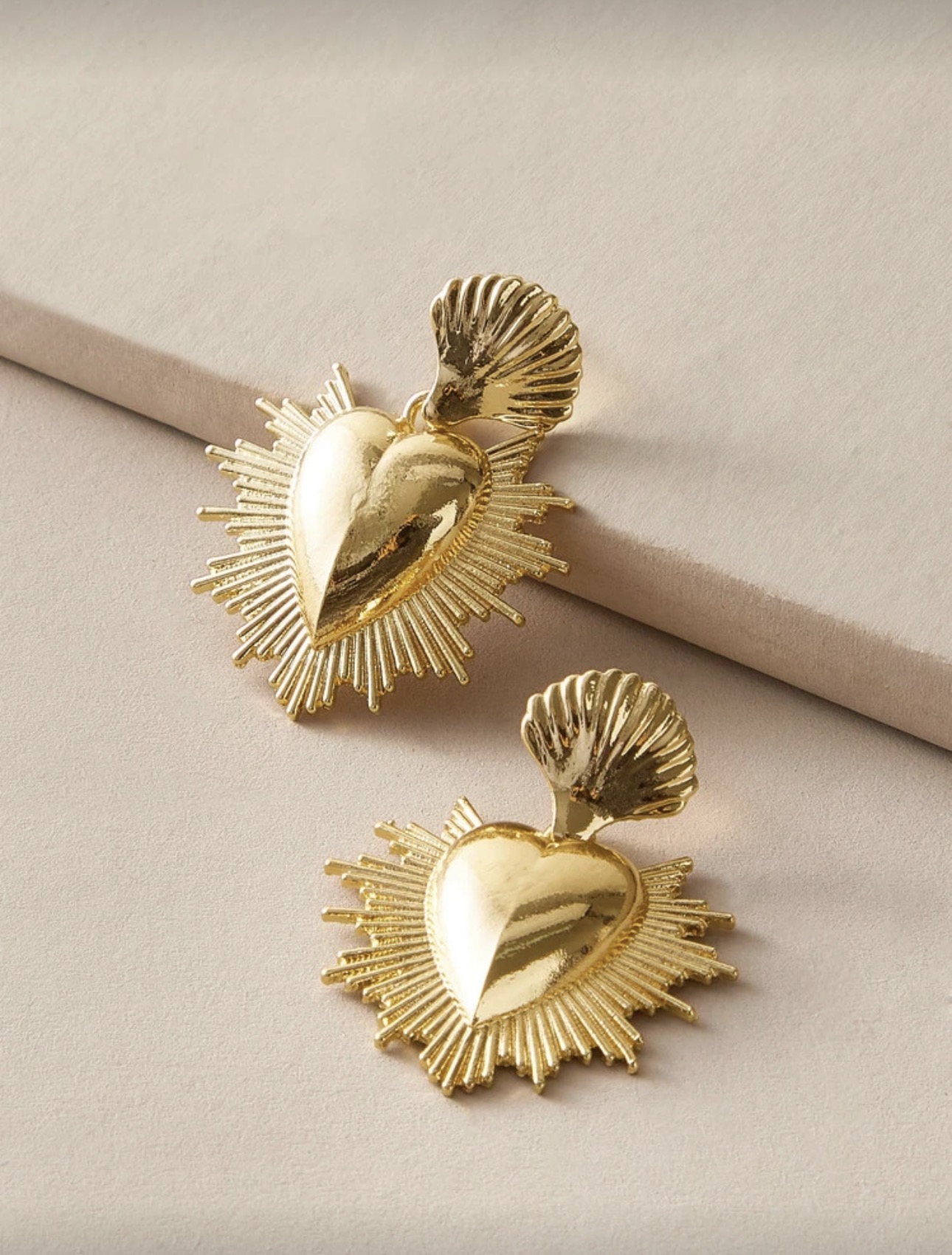 Golden Heart Burst Earrings