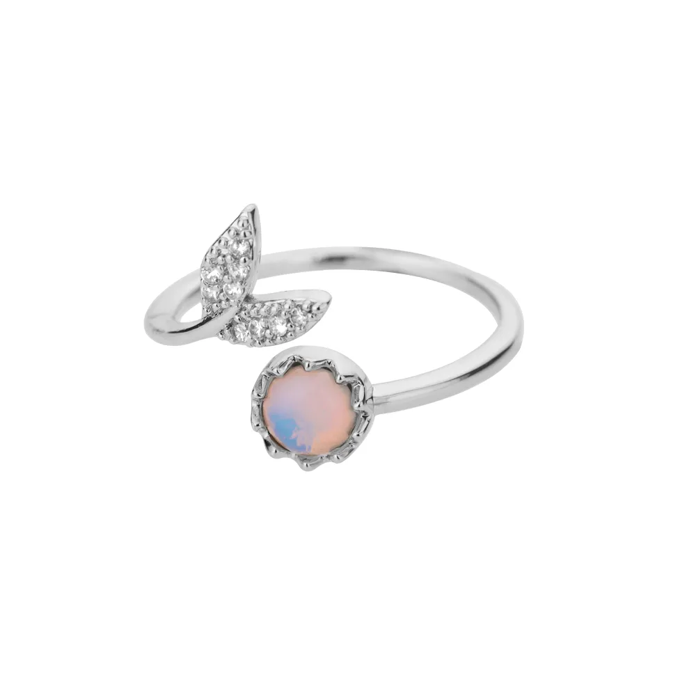 Opal Leaf Adjustable Ring