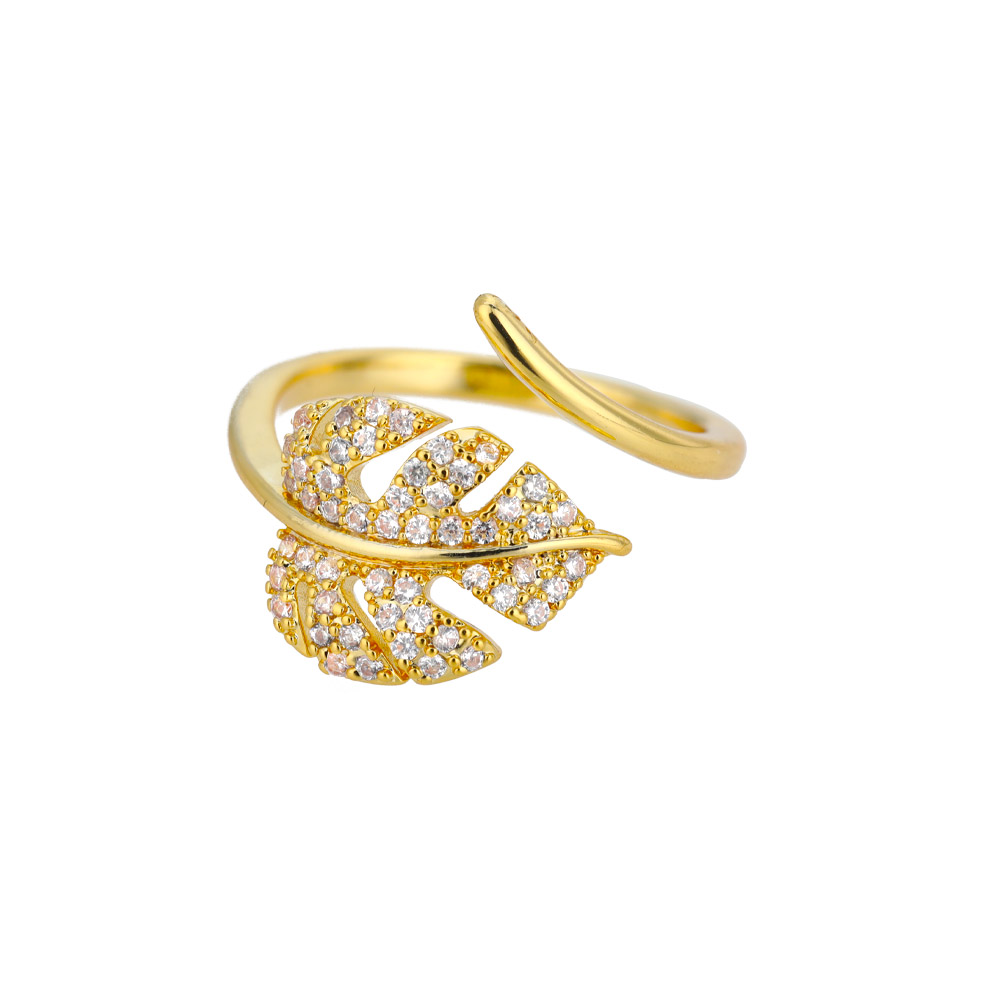 Gold Leaf Crystal Ring