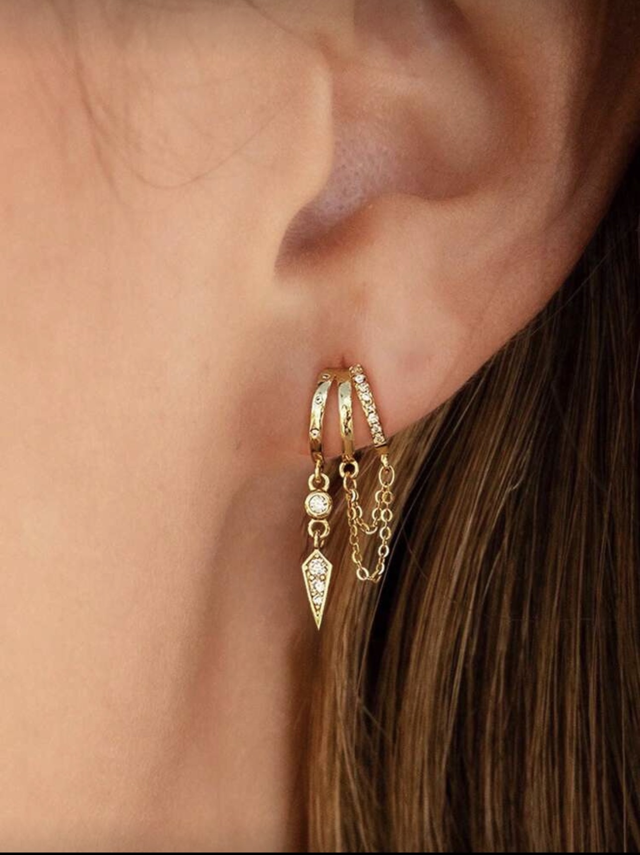 Gold Hoop Earrings with Dangling Charms