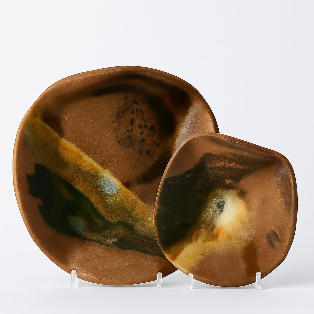 Duo d’assiettes en grès rouge de Bourgogne