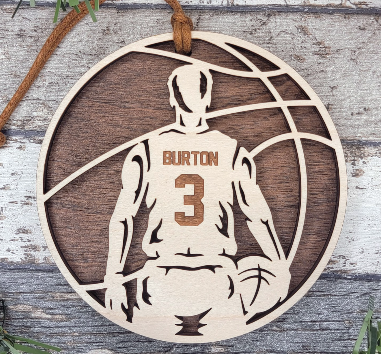 Personalized Sports Player Wooden Ornament