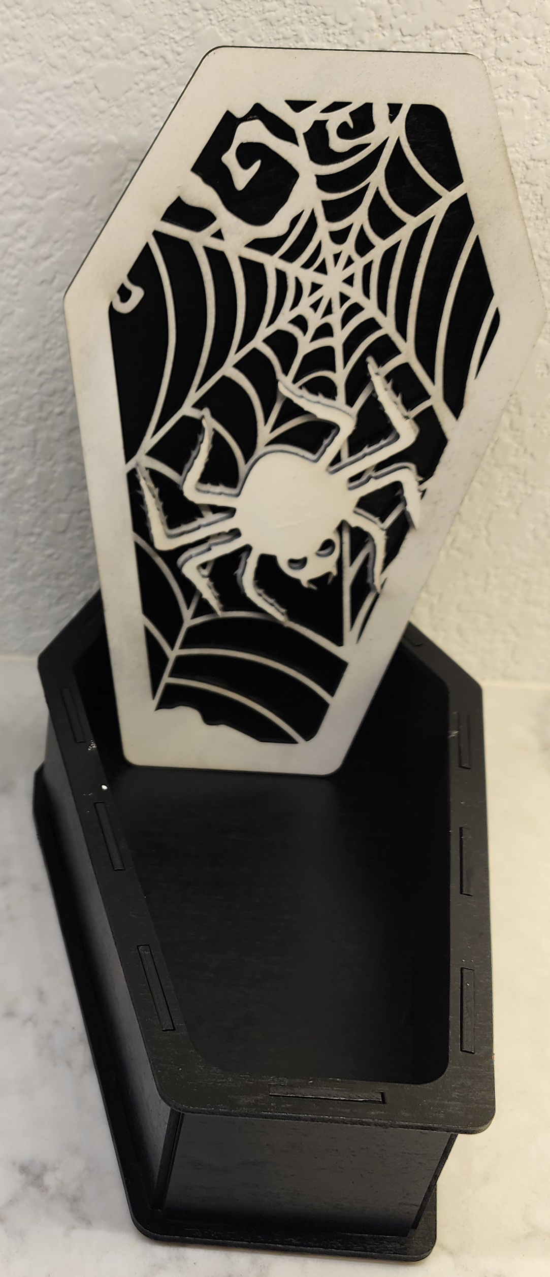 Coffin-Shaped Spider Web Trinket Box