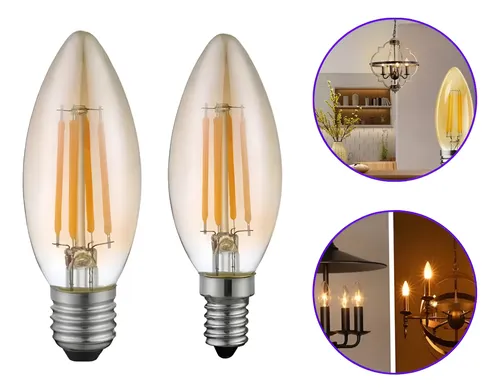LÂMPADA BULBO LED FILAMENTO VELA C35 E14 23K CHAMP - CÓDIGO: BLVW-2W/G C35E14 BQ