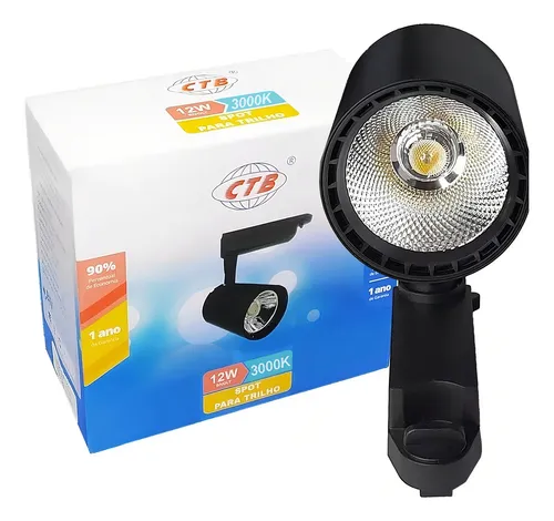 SPOT TRILHO 12W 3000K BQ PRETO - CÓDIGO: BLST/JB-12W PT/BQ