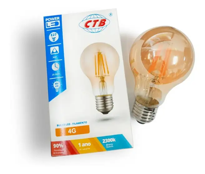LÂMPADA BULBO LED FILAMENTO G45 E27 23K CHAMP - CÓDIGO: BLBW-4W/G G45 BQ