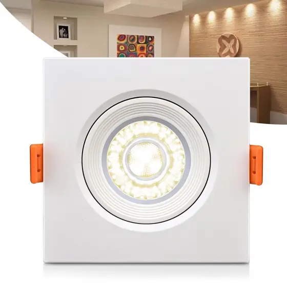 LUMINÁRIA DOWNLIGHT EMB QDR 5W BC/BQ 3000K - CÓDIGO: YFCT