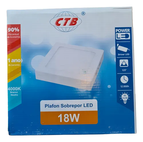 PLAFON SOB QUADRADA 18W 4000K BN BIV - CÓDIGO: BLPS-18W/AQD BR/BN