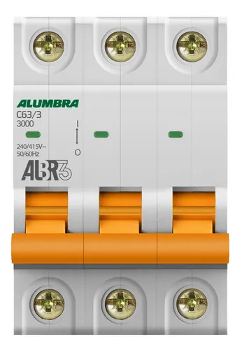 DISJUNTOR 3PX63A CURVA C ALUMBRA - CÓDIGO: 39448