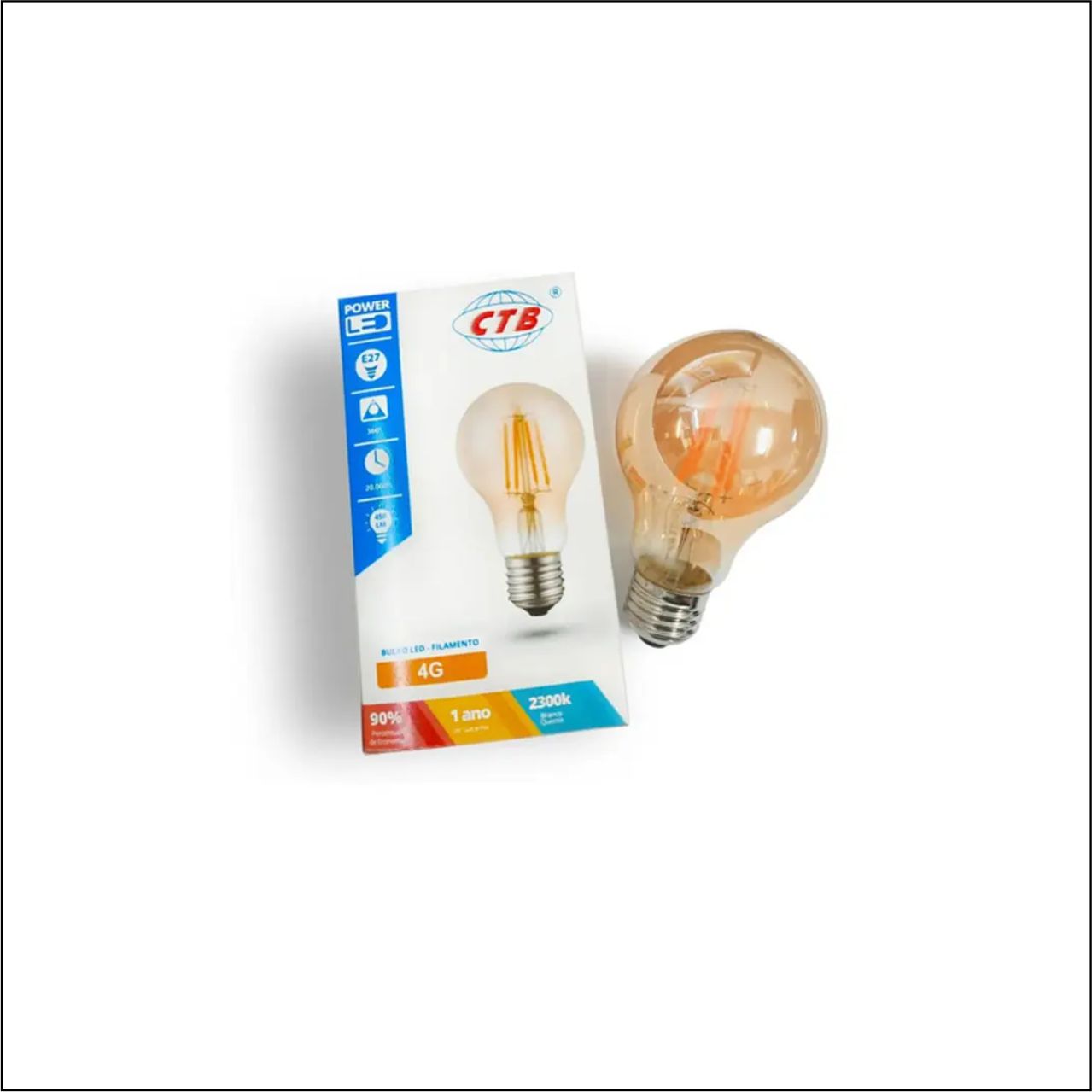 LÂMPADA BULBO LED FILAMENTO G45 E27 23K CHAMP - CÓDIGO: BLBW-4W/G G45 BQ