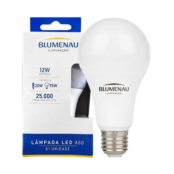 LÂMPADA LED A60 E27 12W 100-240V 6500K BC 1050LM - CÓDIGO: 3127016