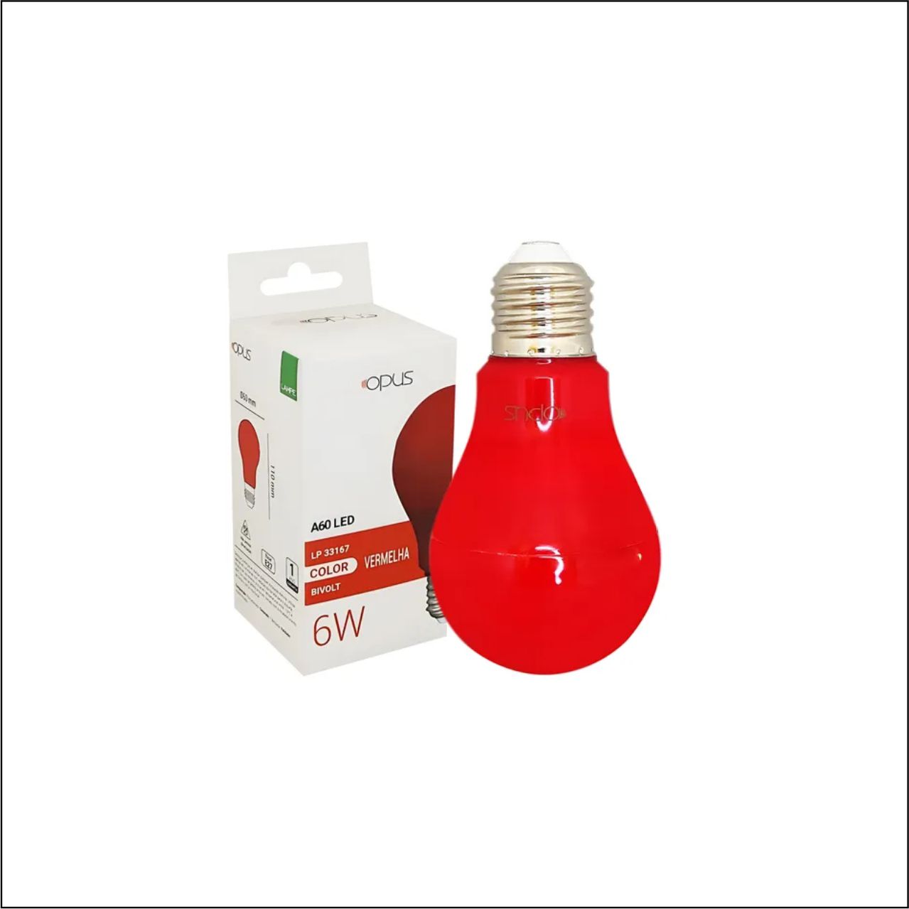LÂMPADA A60 6W VERMELHA BIV E27 - CÓDIGO: 33167