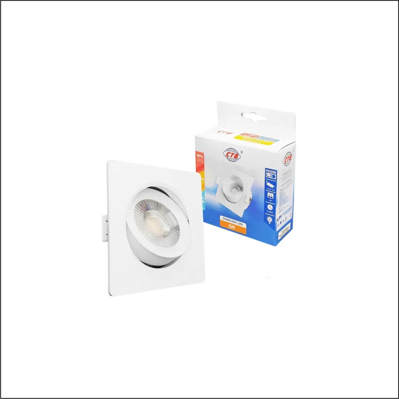 LUMINÁRIA DOWNLIGHT EMB QDR 5W BR/BQ 3000K - CÓDIGO: BLDS-5CS BR/BQ QD