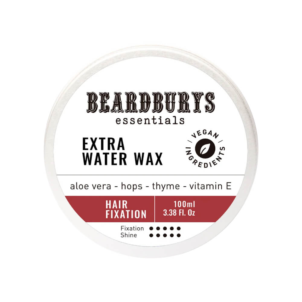 Beardburys Essentials Blizgus vandens pagrindo stirpios fiksacijos vaškas plaukams, 100ml